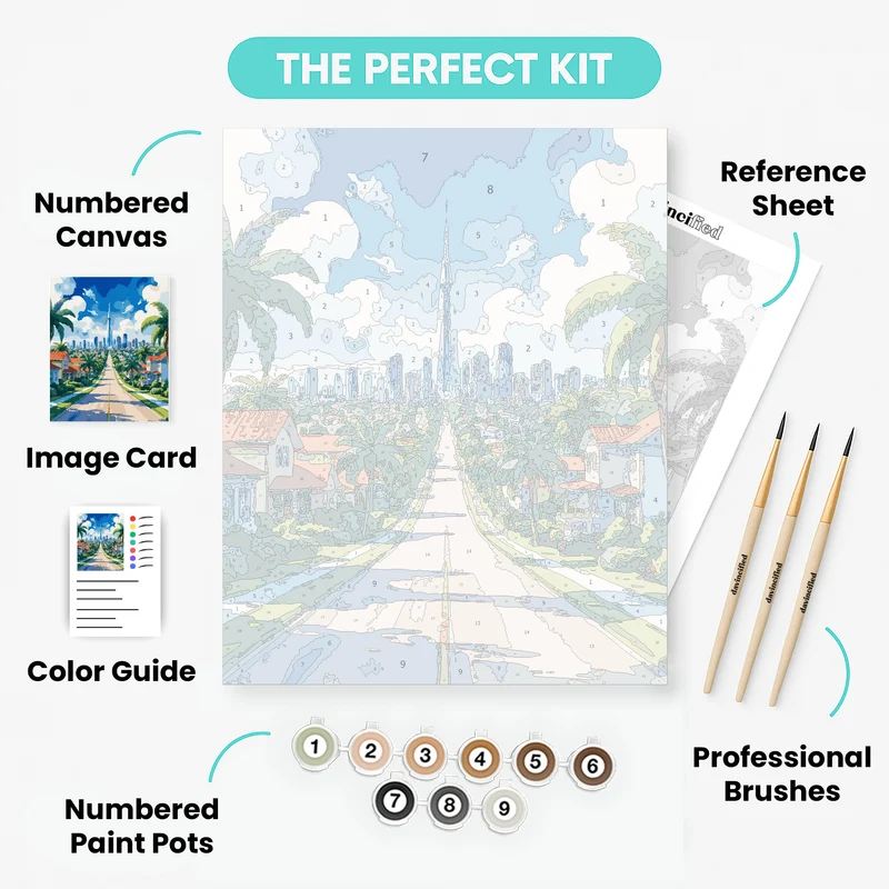 Brisbane Skyline Palm Tree Boulevard - Paint by Numbers Kit