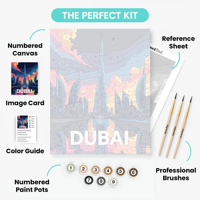 Dubai Burj Khalifa Twilight Reflection - Paint by Numbers Kit