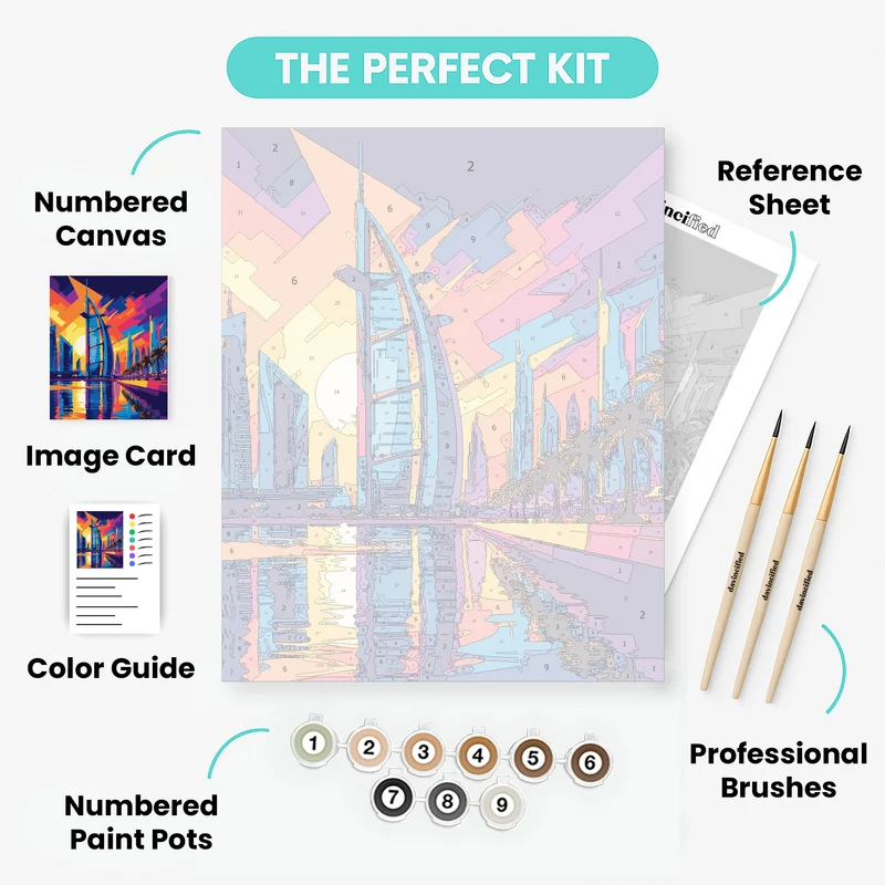 Dubai Burj Al Arab Sunset - Paint by Numbers Kit