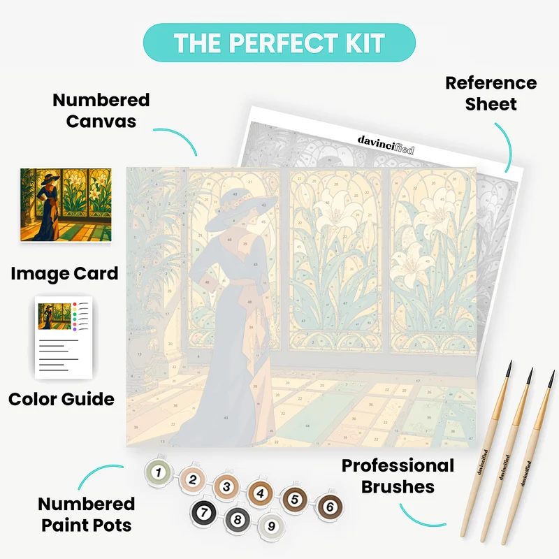 Lady at Stained Glass - Paint by Numbers Kit
