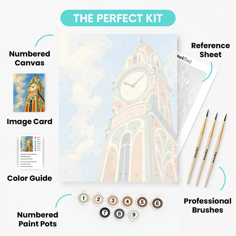 Art Nouveau Clock Tower - Paint by Numbers Kit