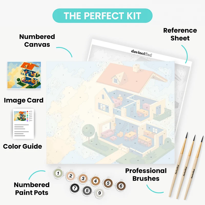 Dollhouse Cross Section - Paint by Numbers Kit