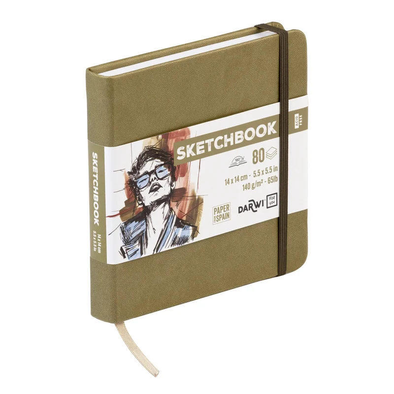 Sketchbook DARWI Khaki 14 x 14 cm, 140 g, 80 fogli