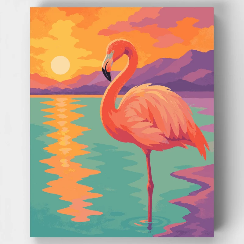 Flamingo in Teal Waters - Paint by Numbers Kit