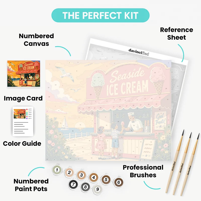 Seaside Ice Cream Stand - Paint by Numbers Kit