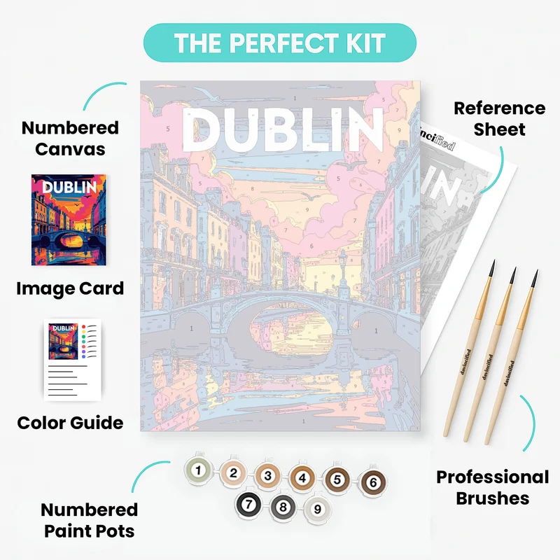 Dublin Ha'penny Bridge Neon Twilight - Paint by Numbers Kit