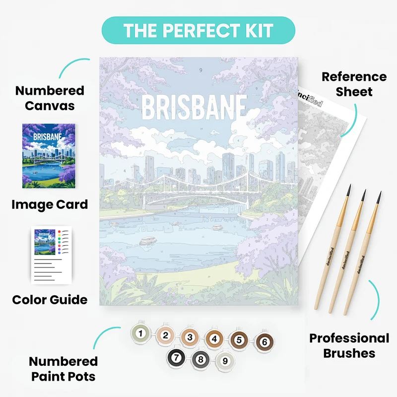 Brisbane Cherry Blossom River Skyline - Paint by Numbers Kit