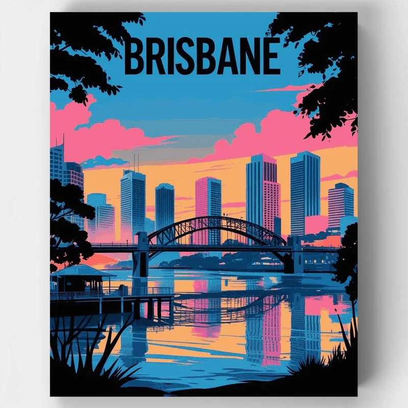 Brisbane Vibrant Riverside Sunset - Paint by Numbers Kit