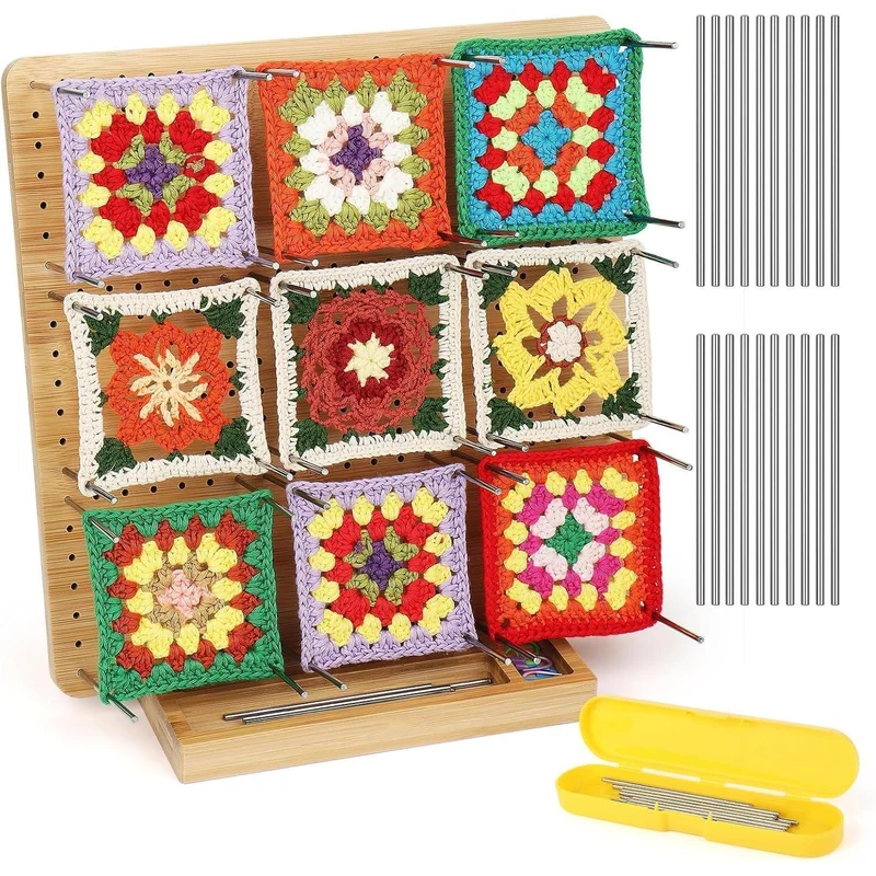 Granny Square Sperrbrett Holz 29cm mit Spanner & Zubehör