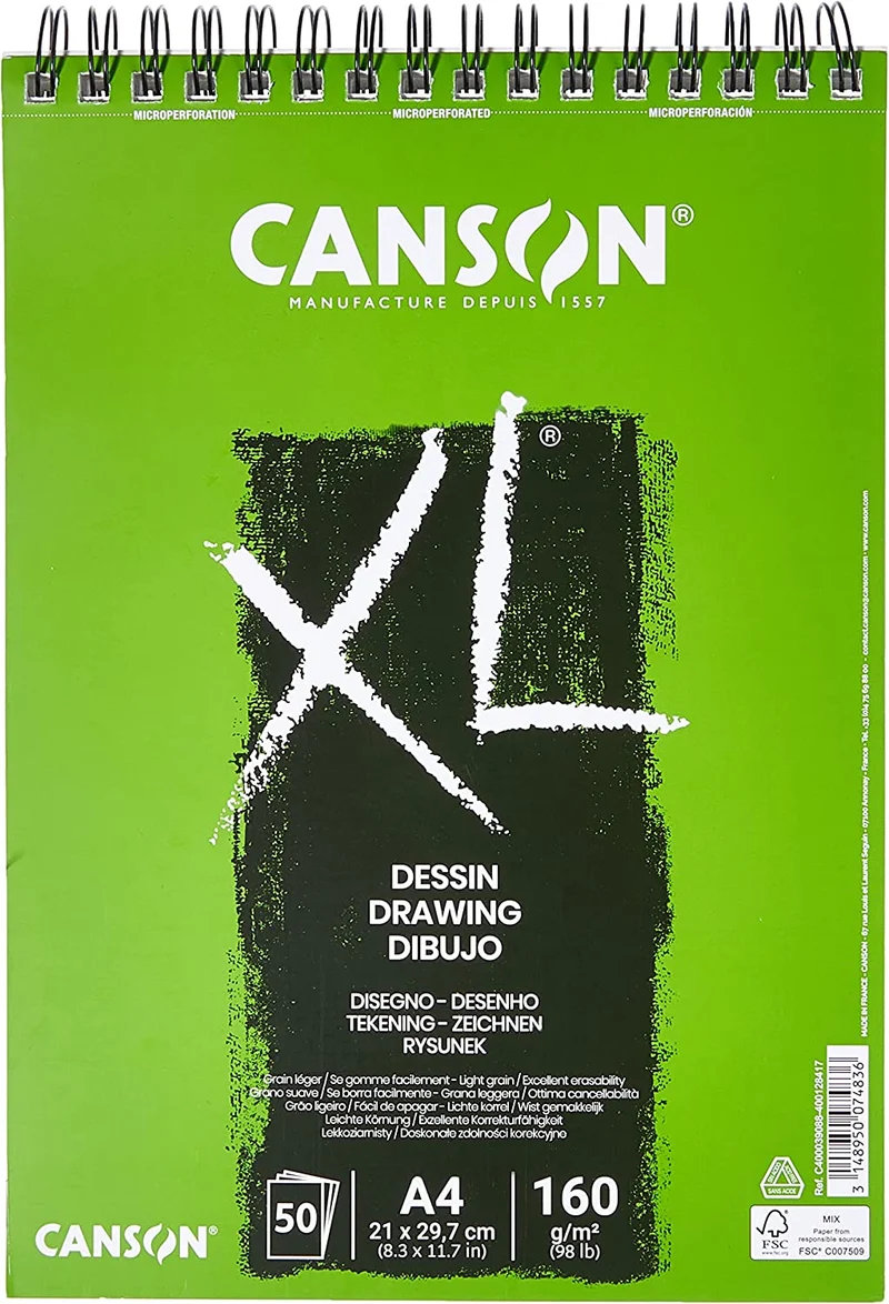 Μπλοκ σχεδίου Canson XL Dessin A4 160 g/m² 50 φύλλα με σπιράλ
