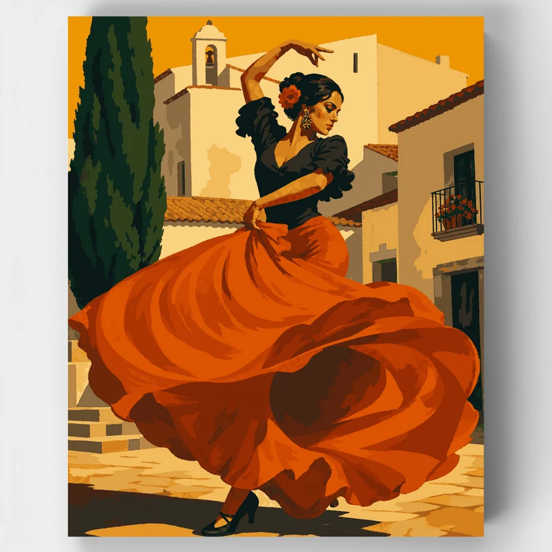 Swirling Orange Skirt - Paint by Numbers Kit