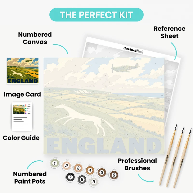 Spitfire Over White Horse - Paint by Numbers Kit