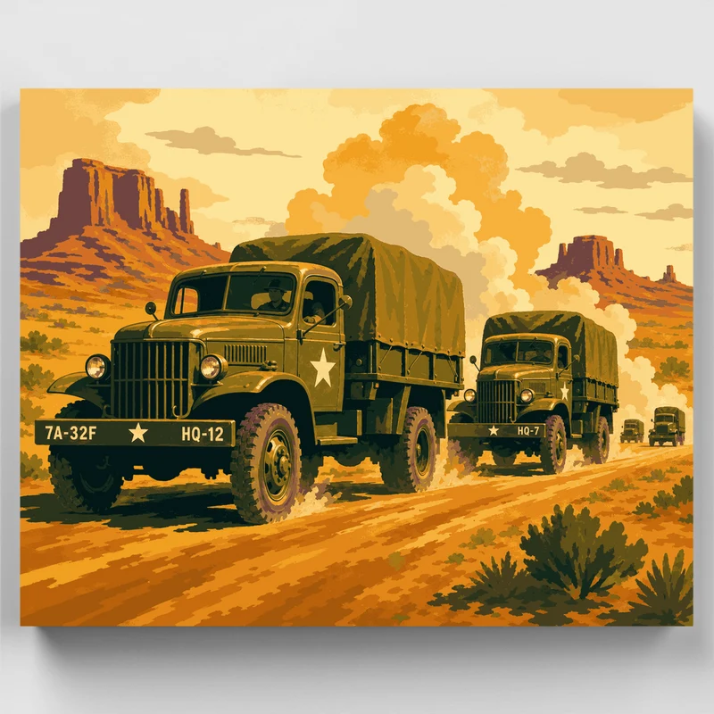 Desert Convoy - Paint by Numbers Kit