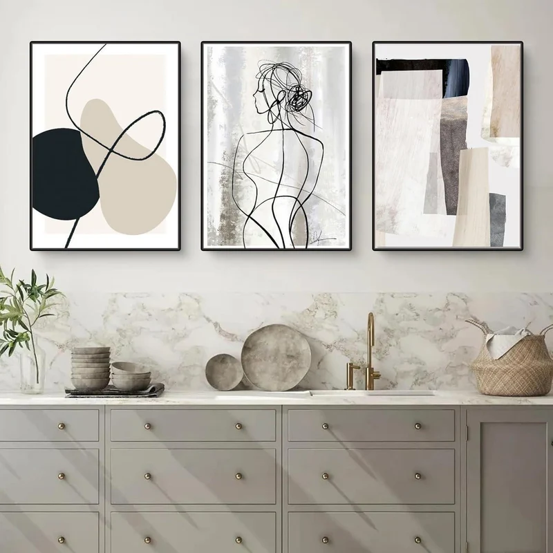 Abstraktes Leinwandbild 3er Set 30x40 cm Geometrie Wandkunst