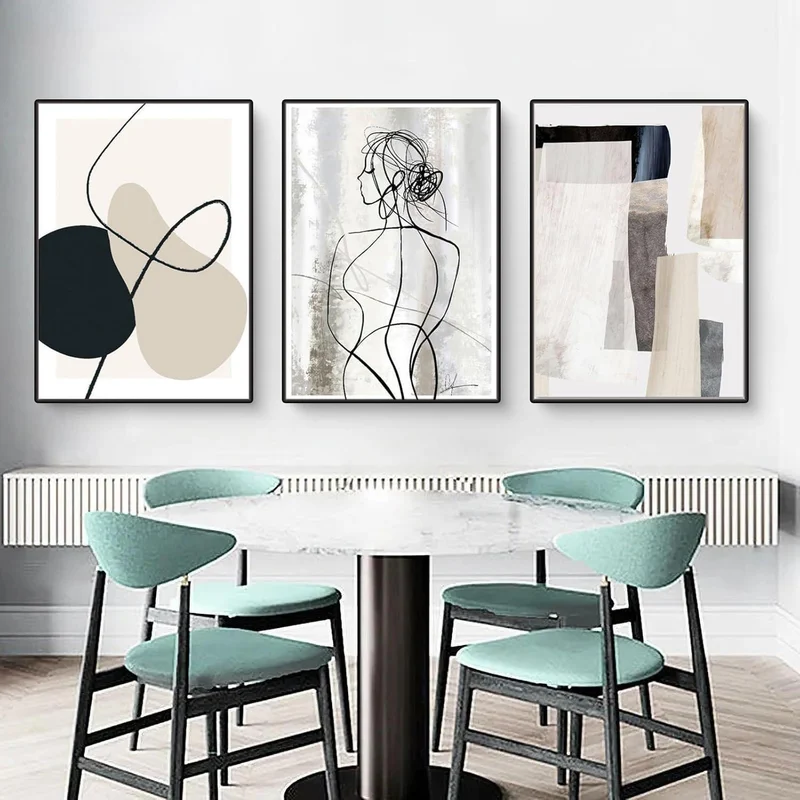 Abstraktes Leinwandbild 3er Set 30x40 cm Geometrie Wandkunst