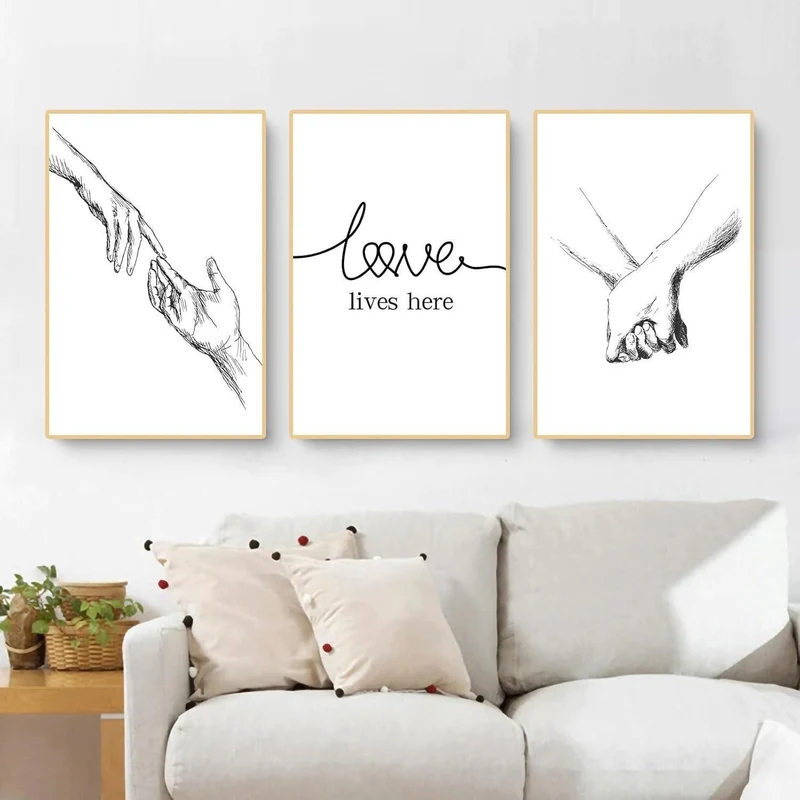 Premium Poster Set "Hand in Hand" - Moderne Wandkunst 30x40cm