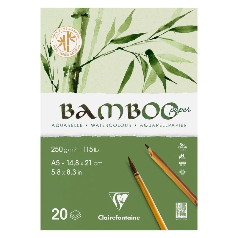 Clairefontaine bambusov akvarelni blok CP 250 g 20 listov lepljen