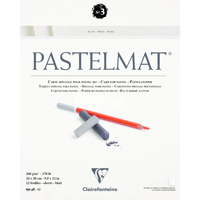 Clairefontaine Pastelmat blok št. 3 360 g 12 listov x 30 cm lepljen