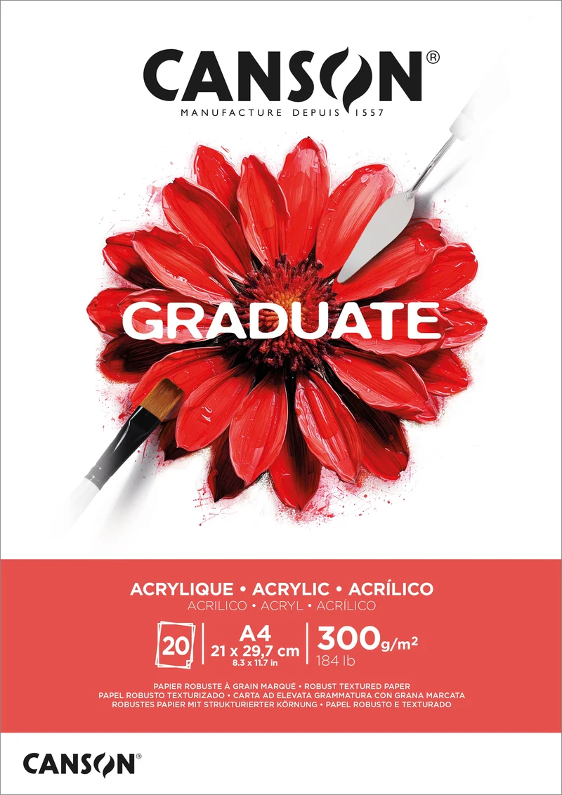 Canson Graduate blok za akril 300 g 20 listov A4 lepljen