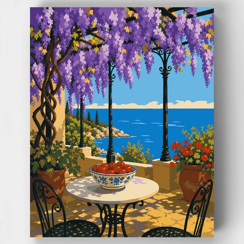 Wisteria Terrace View - Paint by Numbers Kit