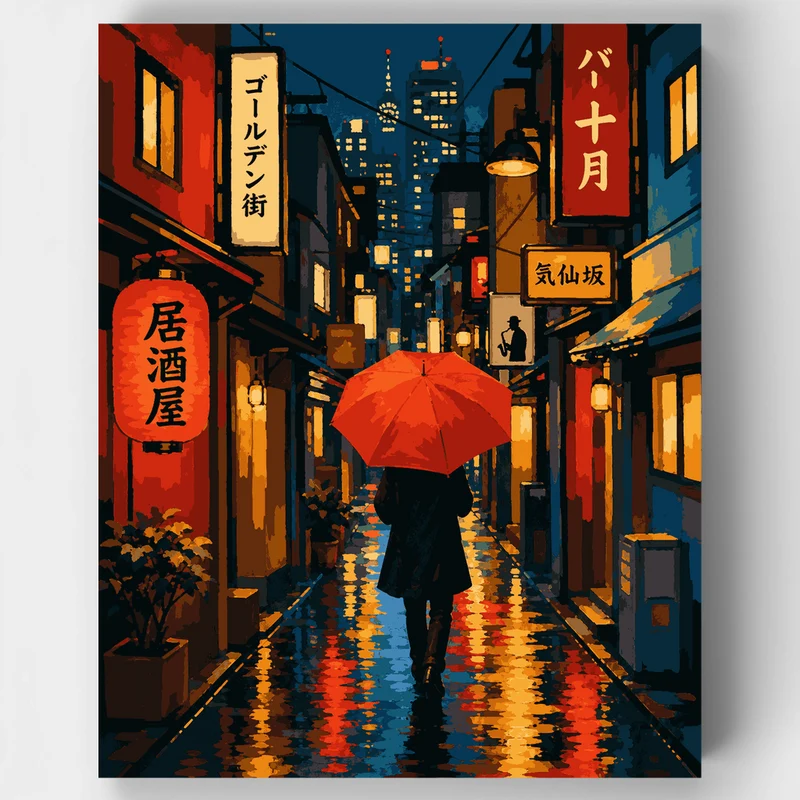 Rainy Night Alley - Paint by Numbers Kit