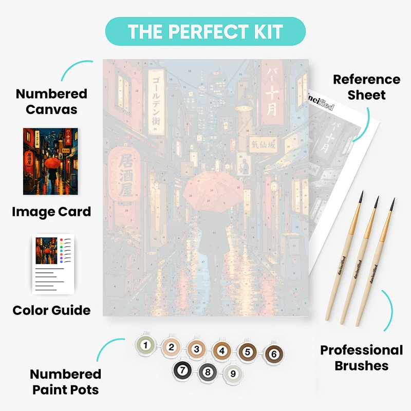 Rainy Night Alley - Paint by Numbers Kit