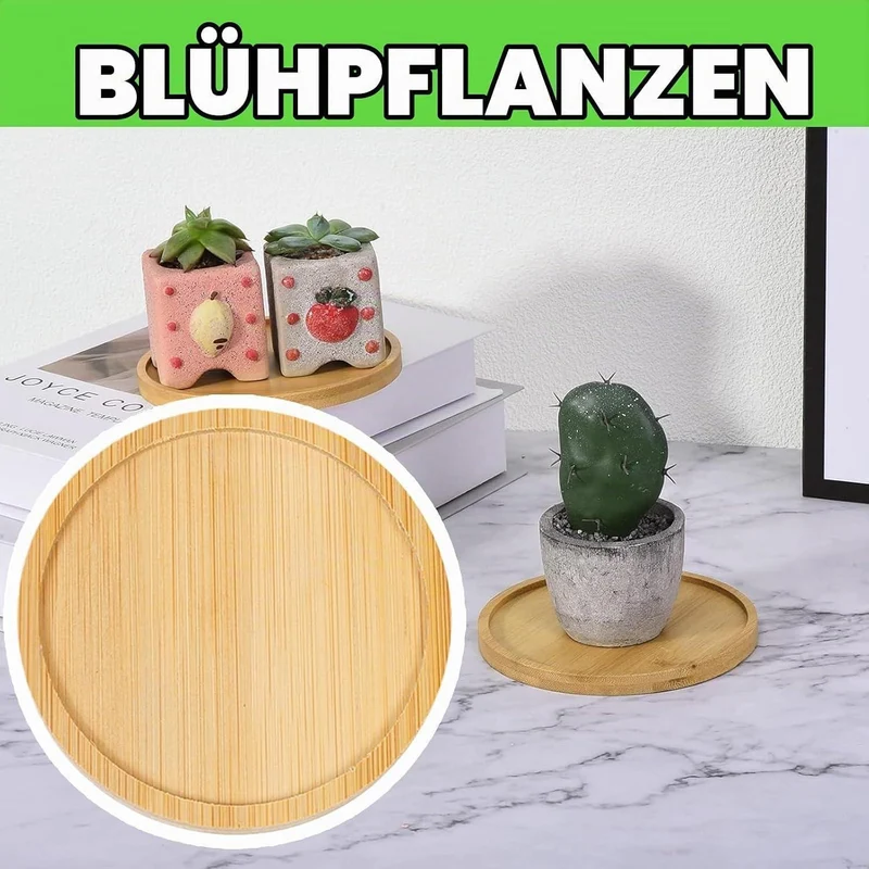 12 Holz Untersetzer Round Bambus - Möbel Schutz & Dekoration