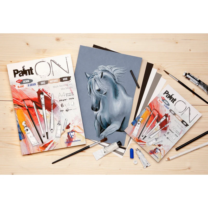 Clairefontaine Paint'On Mix Media blok č. 6 250 g 24 listov lepený rôzne farby