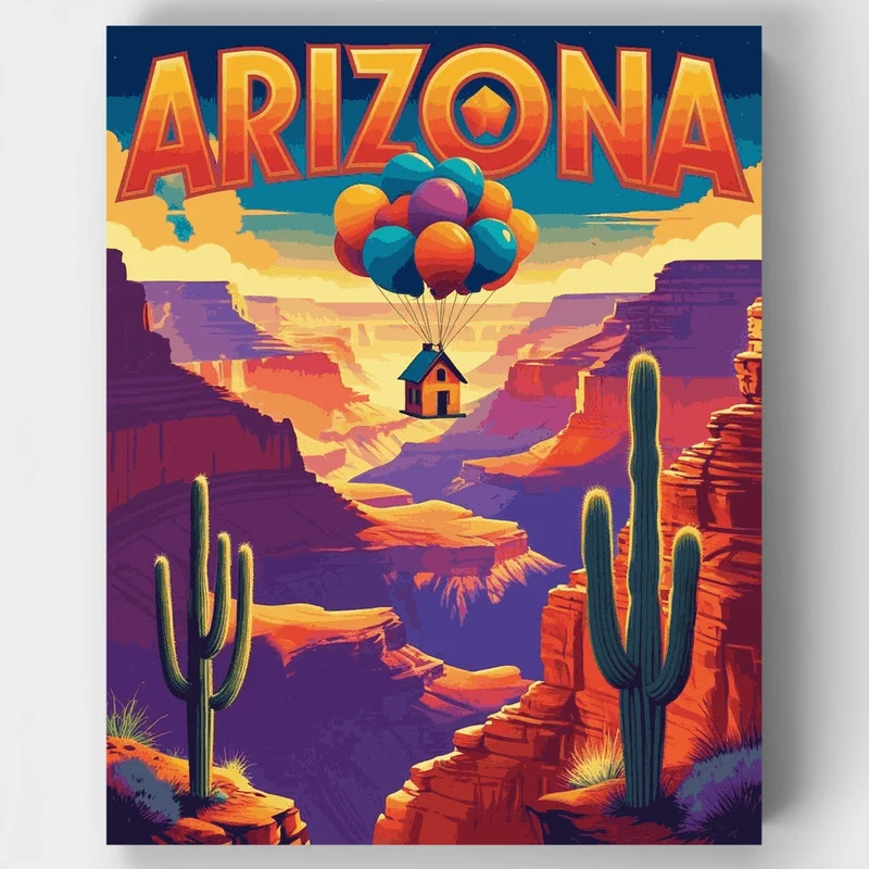 Arizona Grand Canyon Balloon House - Paint by Numbers Kit