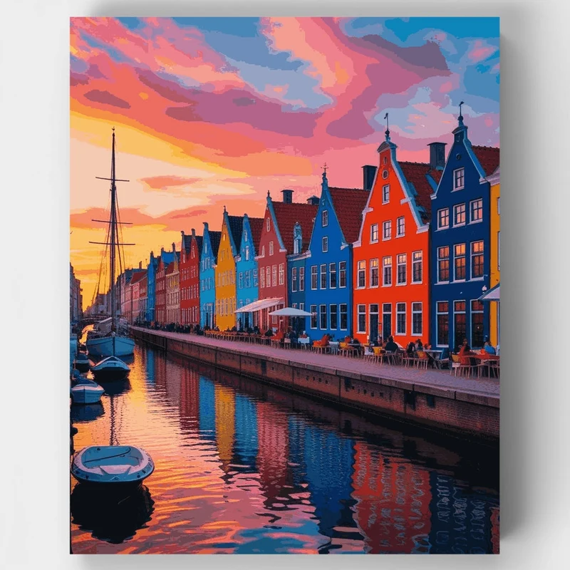 Copenhagen Canal at Sunset - Paint by Numbers Kit