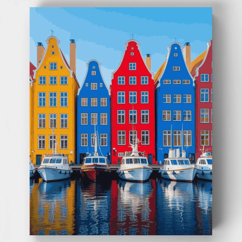 Copenhagen Colorful Canal Houses - Paint by Numbers Kit