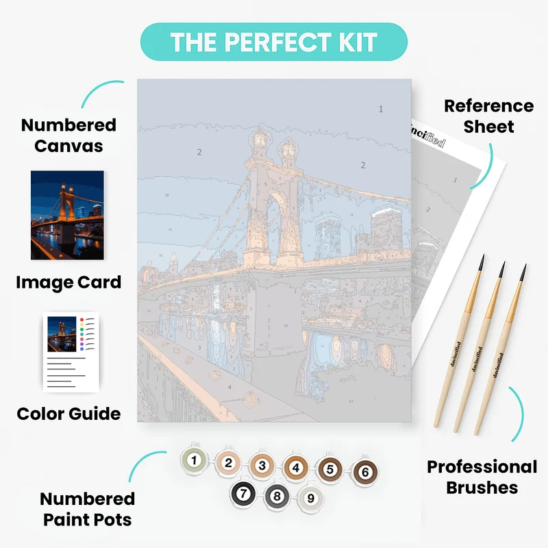 Cincinnati Bridge at Night - Paint by Numbers Kit