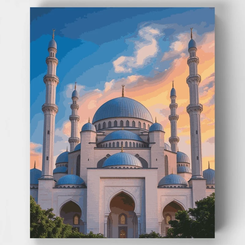 Istanbul Mosque at Sunset - Paint by Numbers Kit