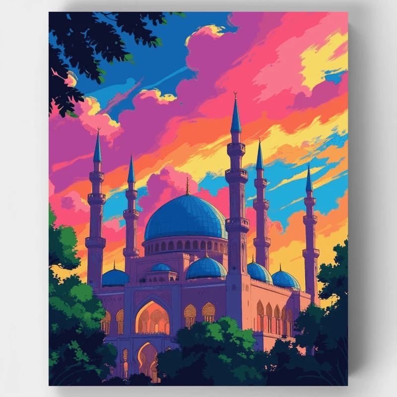 Mosque at Sunset - Paint by Numbers Kit