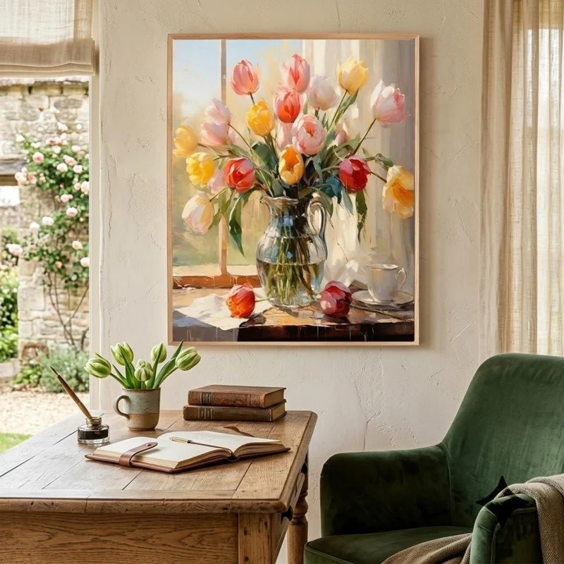 Malen nach Zahlen Tulpen 40x50cm – DIY Bastelset für Erwachsene