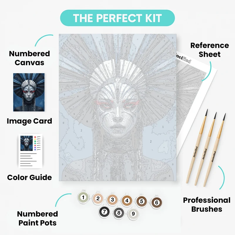 Futuristic Gothic Empress - Paint by Numbers Kit