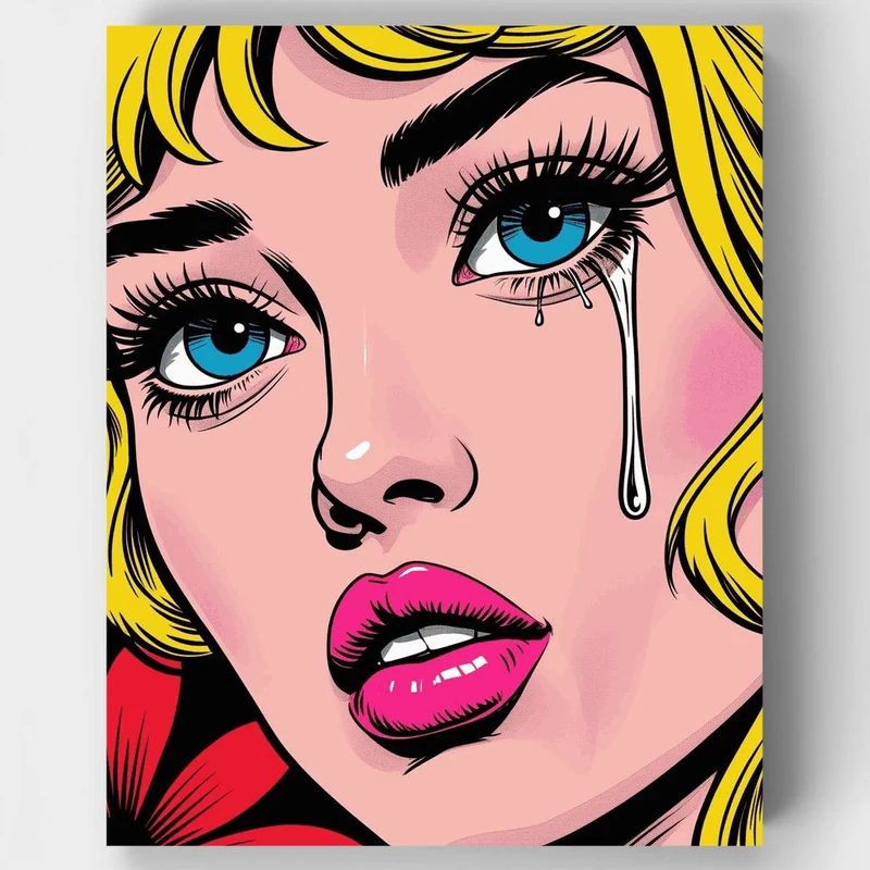 Crying Pop Art Woman - Paint by Numbers Kit