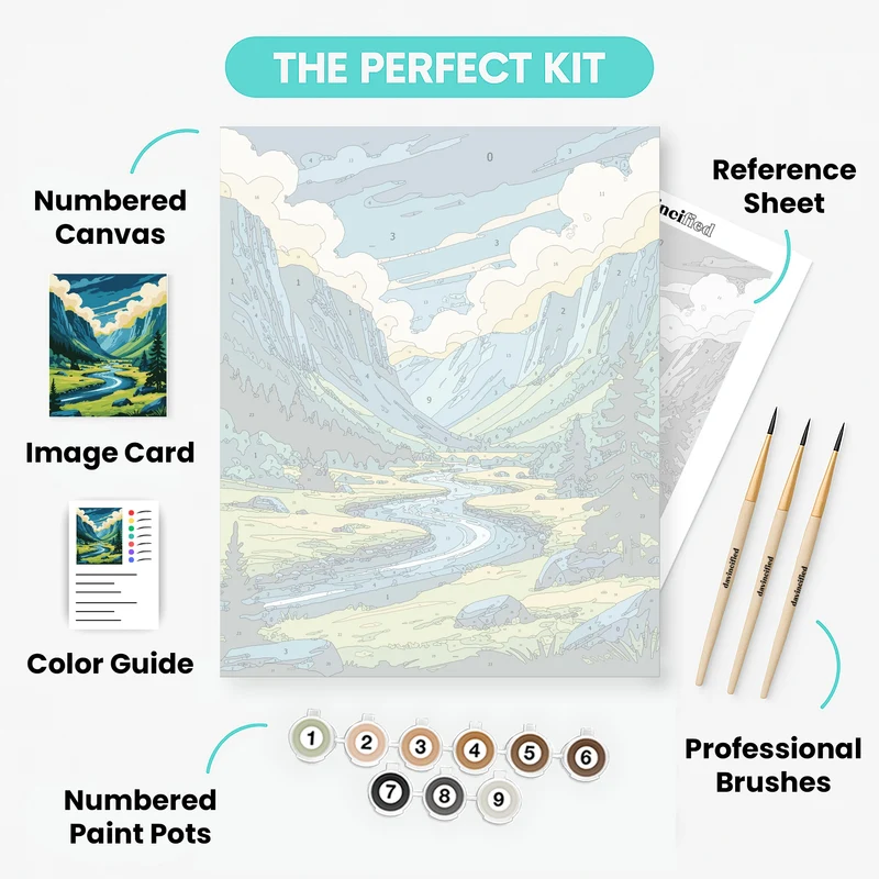 Fiordland Valley River Vista - Paint by Numbers Kit