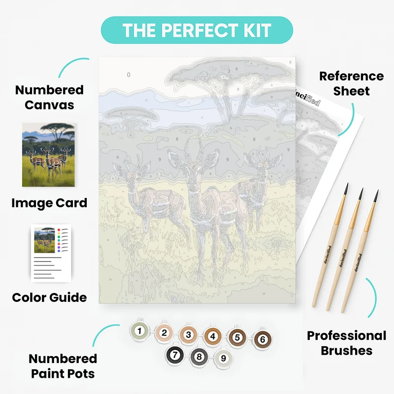 African Safari Antelopes - Paint by Numbers Kit