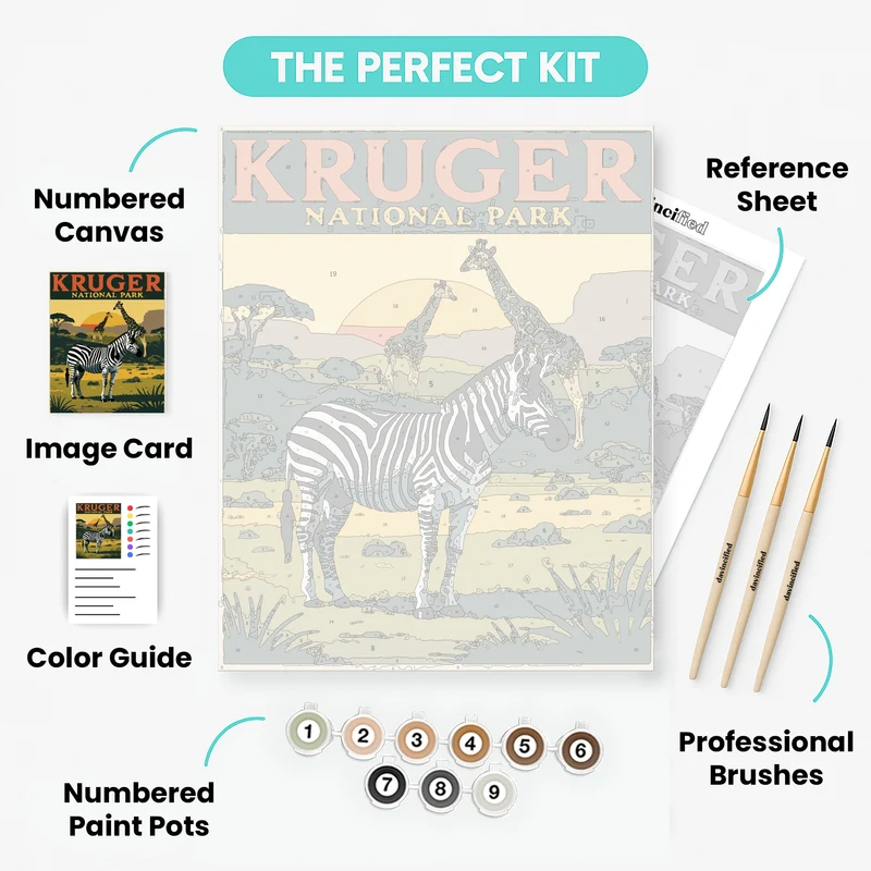 Kruger Safari Zebra and Giraffes - Paint by Numbers Kit