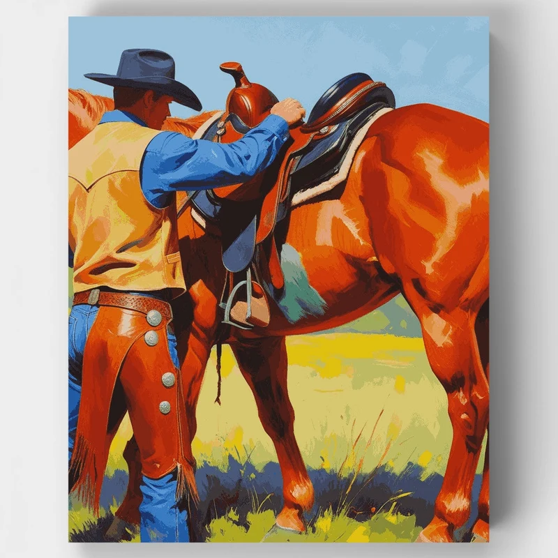 Cowboy's Morning Ritual - Paint by Numbers Kit