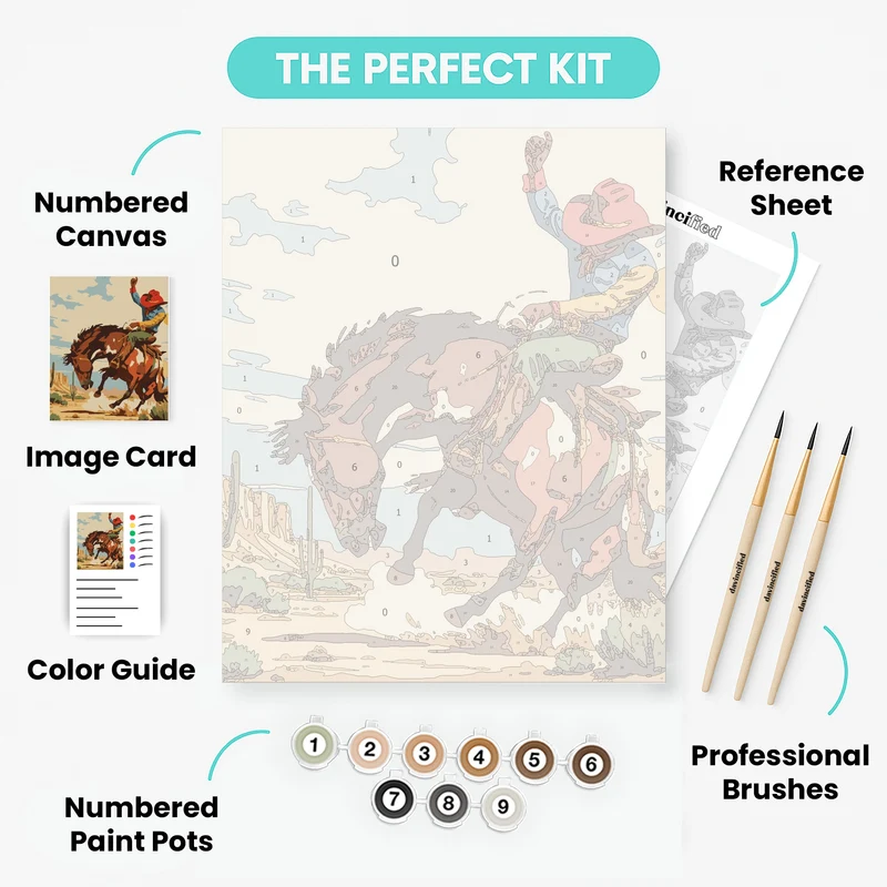 Bucking Bronco in Desert - Paint by Numbers Kit