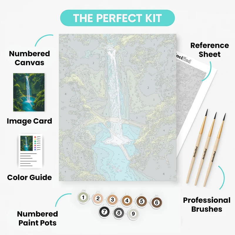 Tropical Waterfall Rainbow Paradise - Paint by Numbers Kit