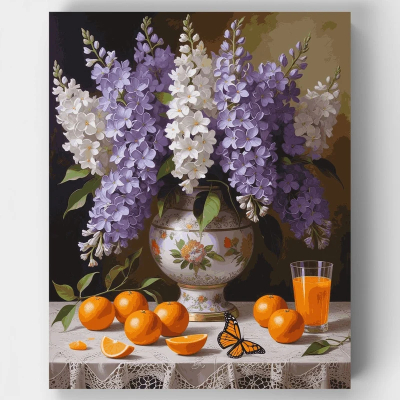 Lilacs and Oranges Still Life - Paint by Numbers Kit