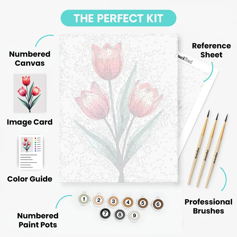 Red Tulips Bouquet - Paint by Numbers Kit
