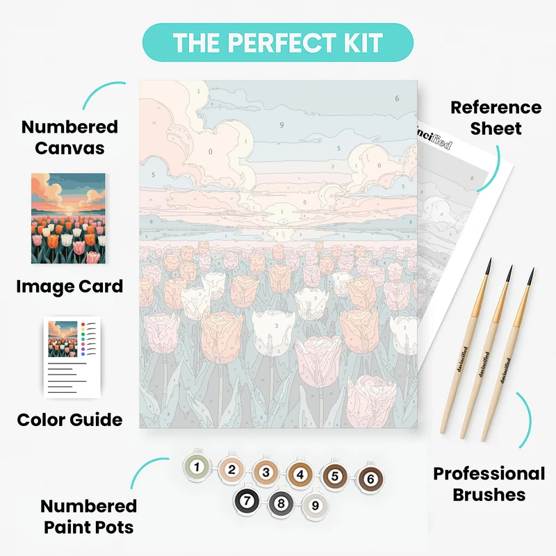 Tulip Field at Sunset - Paint by Numbers Kit