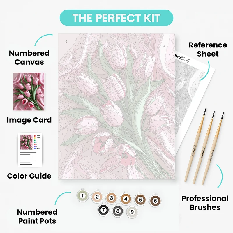 Pink Tulips on Silk - Paint by Numbers Kit