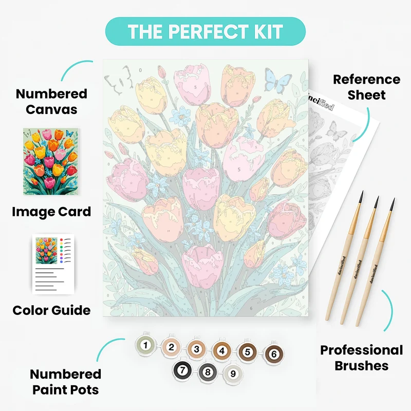 Vibrant Spring Tulips Bouquet - Paint by Numbers Kit