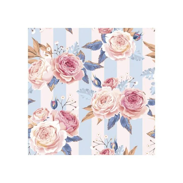 Декупажни салфетки - Pink Roses on Blue Stripes - 1бр.