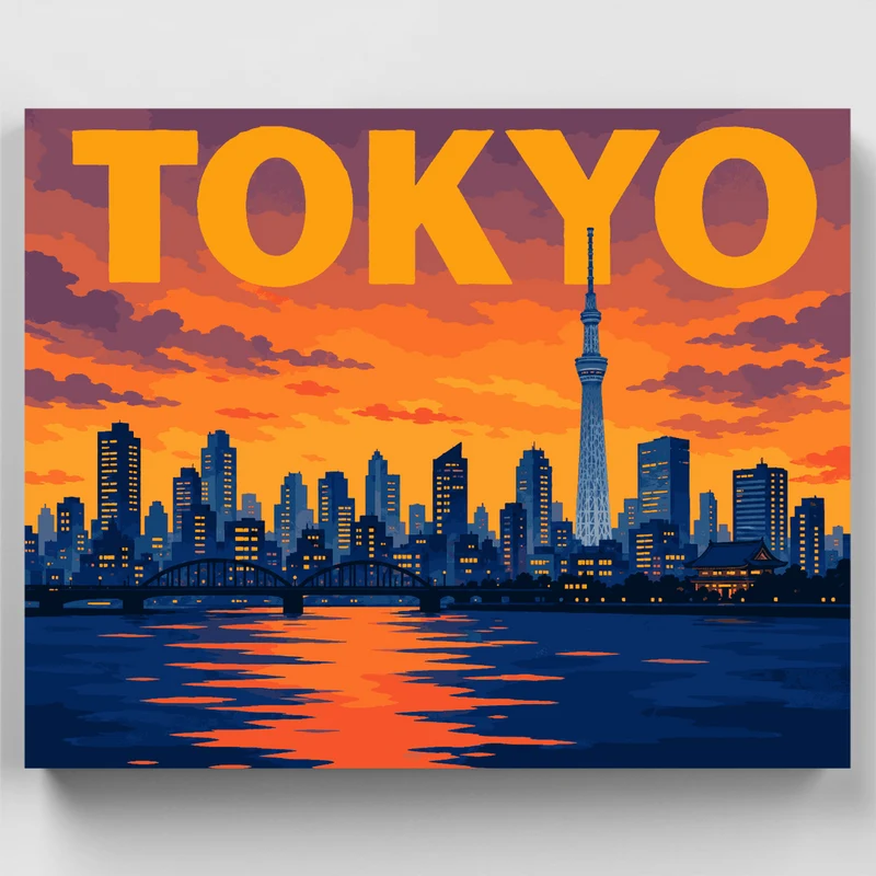 Skytree at Dusk - Paint by Numbers Kit